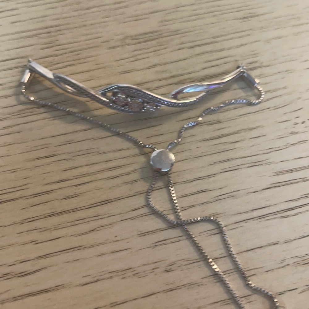 Bolo bracelet sterling silver with diamond accents